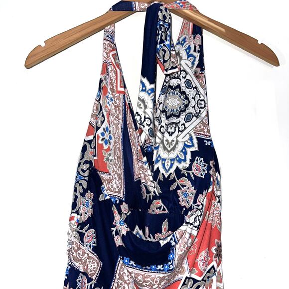 Soma Paisley Halter Handkerchief Hem Midi Dress Size Medium - Picture 8 of 13